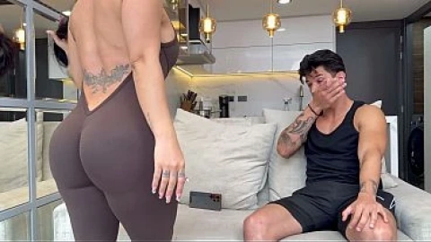 Milf rides the big dick of her trainer with her perfect pussy&comma; Big tits bouncing on a big dick